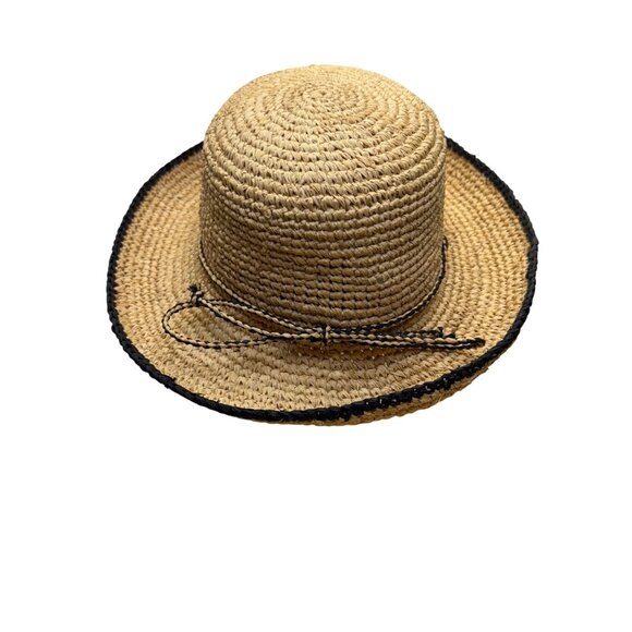 The Scala Collection Womens Natural Fiber Straw Hat Black Trim One Size - Picture 3 of 9